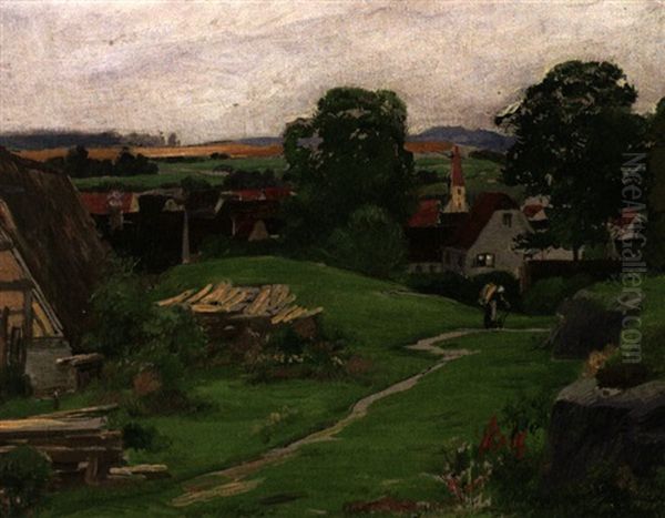 Kirchdorf Iim Hessischen Oil Painting by Wilhelm Jakob Hertling