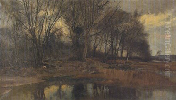 Herbstlandschaft (an Der Isar?) Oil Painting by Wilhelm Jakob Hertling