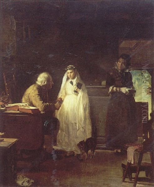 Den Lille Konfirmand Oil Painting by Axel Gustav Hertzberg