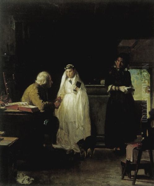 Den Lille Konfirmand Oil Painting by Axel Gustav Hertzberg