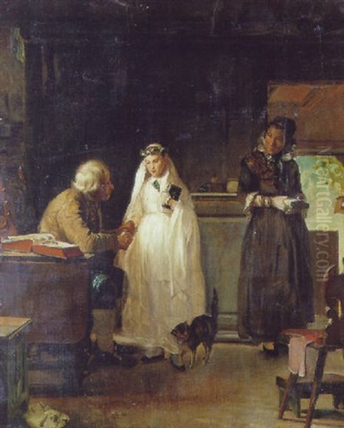 Den Lille Konfirmand Oil Painting by Axel Gustav Hertzberg