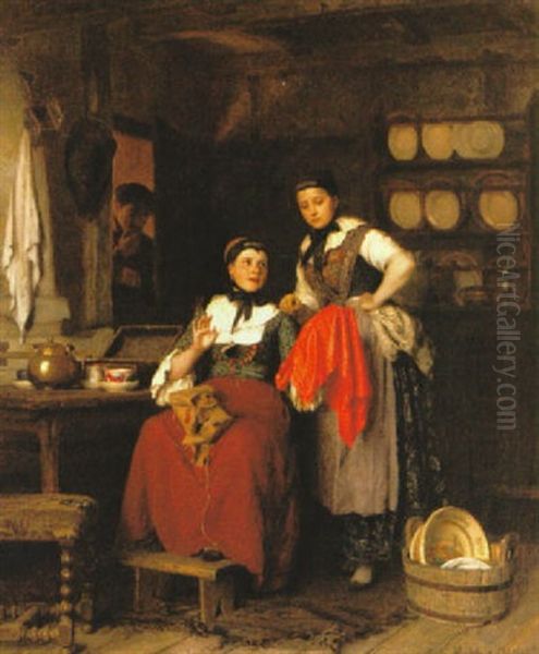 Brollopsgavan Oil Painting by Axel Gustav Hertzberg