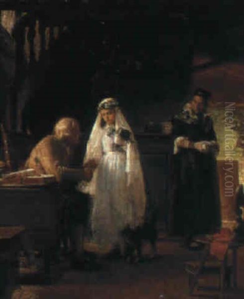 The Confirmation Oil Painting by Axel Gustav Hertzberg