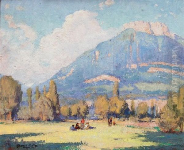 Prairie Au Pied De La Montagne by Jules-Alfred Herve-Mathe