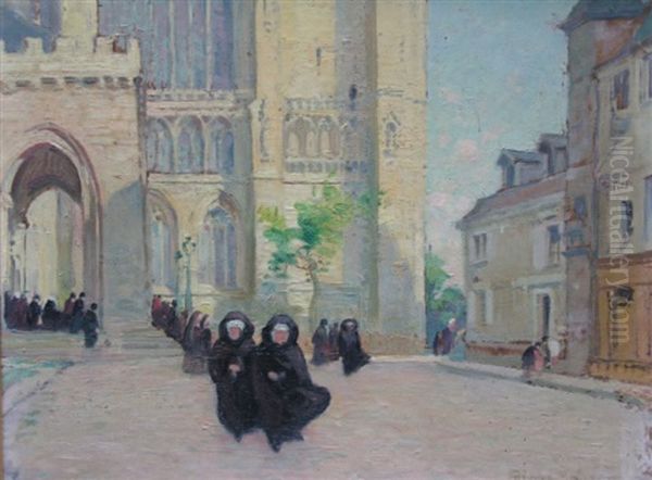 Sortie D'eglise En Bretagne by Jules-Alfred Herve-Mathe