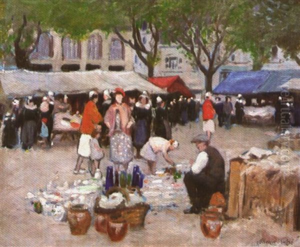 Jour De Marche A Concarneau by Jules-Alfred Herve-Mathe