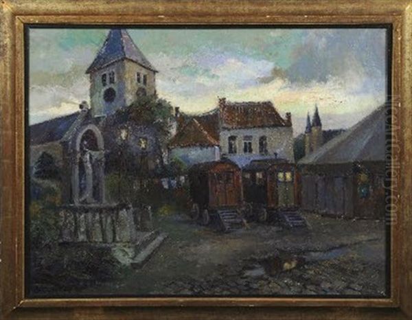 Place Du Sacre-coeur A Woluwe-saint-lambert Oil Painting by Jacques Hervens