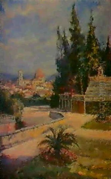 Les Jardins A Florence Oil Painting by Jacques Hervens