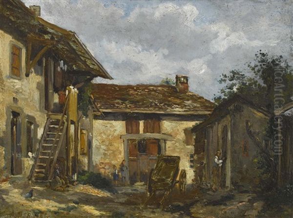 Sonnige Bauernhofpartie Oil Painting by Louis Adolphe Hervier