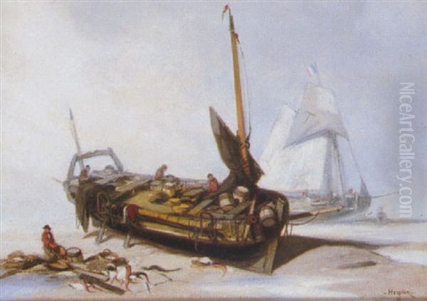 Marine Oil Painting by Louis Adolphe Hervier