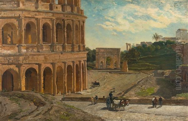 Blick Auf Das Colosseum Und Das Forum Romanum Oil Painting by Veronika Maria Herwegen-Manini