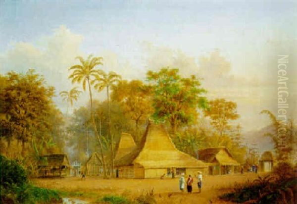 De Dessa Pandean Magelan/rs Madioen, Java Oil Painting by Jacob Dirk Van Herwerden