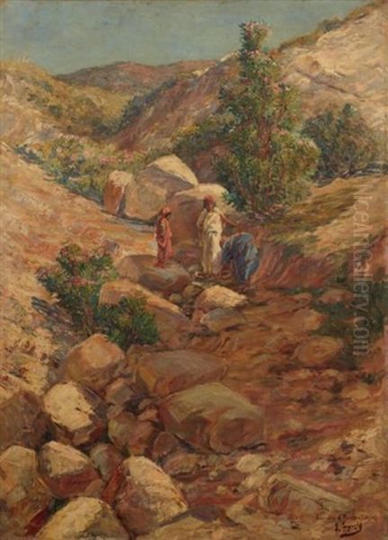 Environs D'azeffoun Kabylie Surroundings Of Azeffoun Kabylie Oil Painting by Edouard Herzig