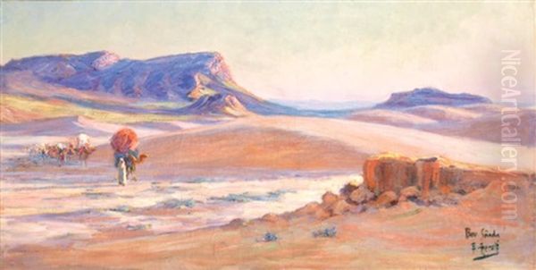 Caravane A Bou-saada Oil Painting by Edouard Herzig