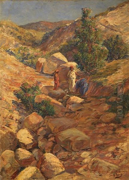 Lavandieres En Kabylie Oil Painting by Edouard Herzig