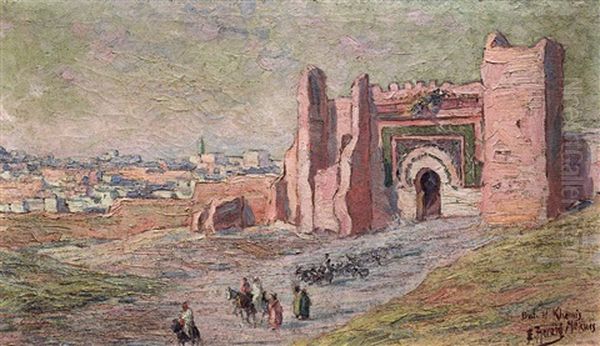 Porte Bab El Khemis, Meknes Oil Painting by Edouard Herzig