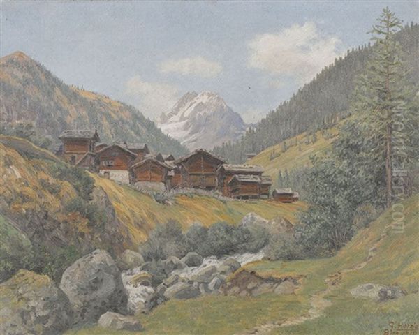 Sommerlicher Blick Ins Binntal Oil Painting by Gottfried Herzig