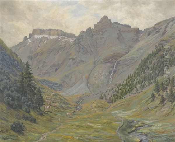 Engetal Bei Murren Oil Painting by Gottfried Herzig