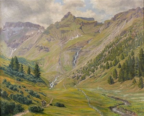 Engetal Bei Murren Oil Painting by Gottfried Herzig