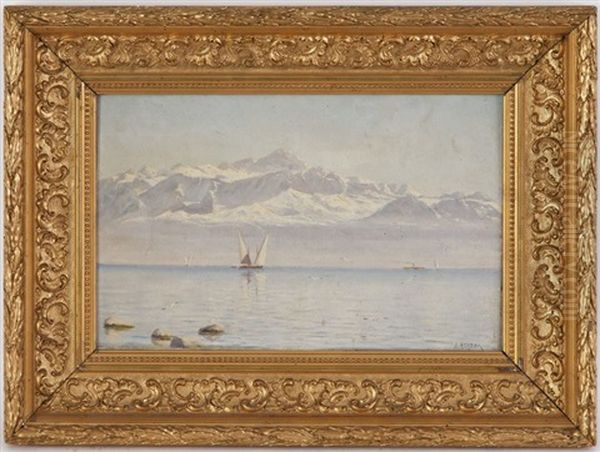 Barque Sur Le Lac Leman Oil Painting by Arthur Charles Henri Herzog