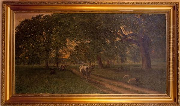 Verger Avec Vaches Et Moutons by Arthur Charles Henri Herzog