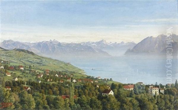 Le Fond Du Lac Vu Du Signal De Sauvabelin Oil Painting by Arthur Charles Henri Herzog