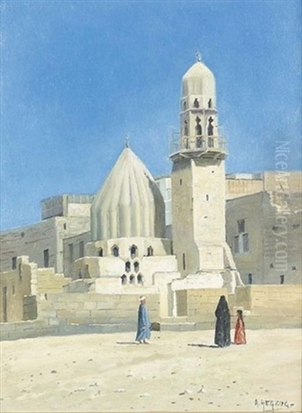 Ansicht Einer Nordafrikanischen Stadt Mit Moschee by Arthur Charles Henri Herzog