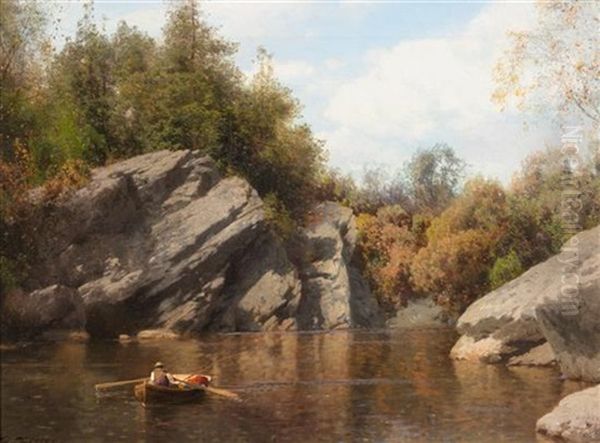 Near Mccall's Ferry (susquehanna River) Oil Painting by Hermann Herzog