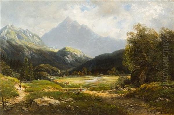 Mountain Landscape,  Switzerland Oil Painting by Hermann Herzog