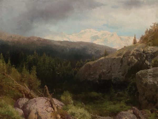 Majestic Mountain Landscape Oil Painting by Hermann Herzog