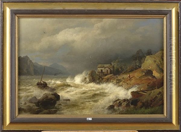 Fjord Anime En Norvege Oil Painting by Hermann Herzog