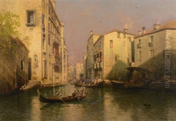 Twilight On The Venetian Lagoon Oil Painting by Hermann Herzog