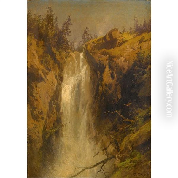 Waterfall, Germany Oil Painting by Hermann Herzog