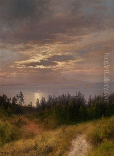 View To The Sea Oil Painting by Hermann Herzog