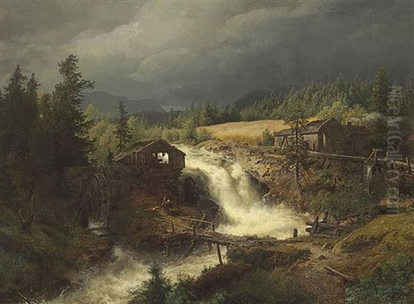 Norwegian Landscape Oil Painting by Hermann Herzog