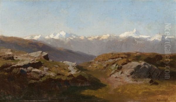 Snow-capped Peaks Oil Painting by Hermann Herzog