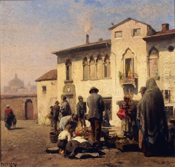 Turkish Market Oil Painting by Hermann Herzog