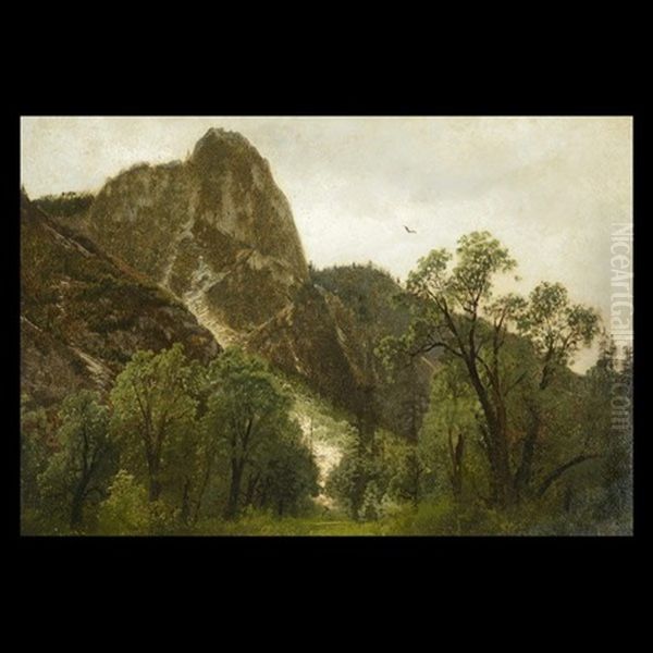 Sentinel Rock In Yosemite Oil Painting by Hermann Herzog