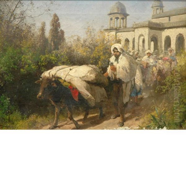 A Turkish Trader Oil Painting by Hermann Herzog