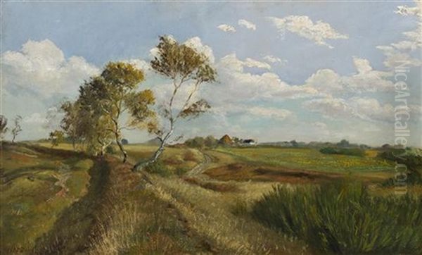 Path Through The Field Oil Painting by Hermann Herzog