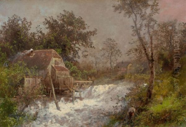 The Old Mill Oil Painting by Hermann Herzog