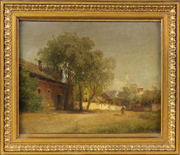 Southwestern Scene With Figure Oil Painting by Hermann Herzog