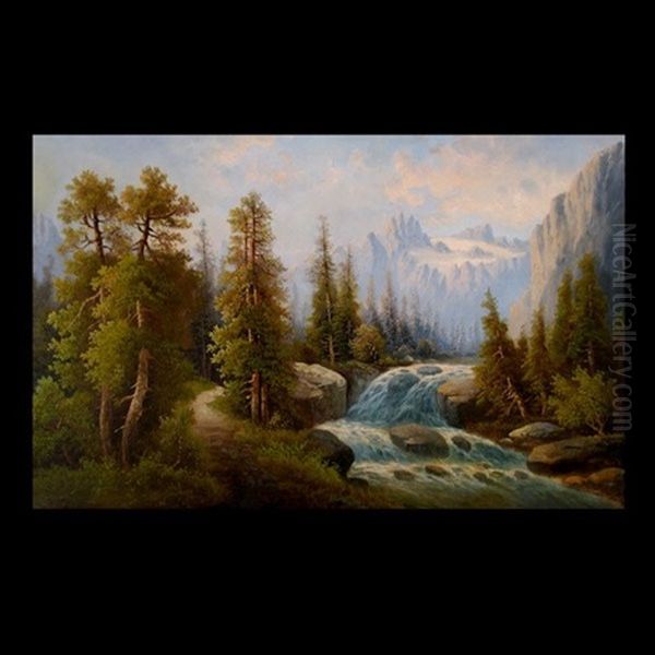 Mountain Landscape Oil Painting by Hermann Herzog