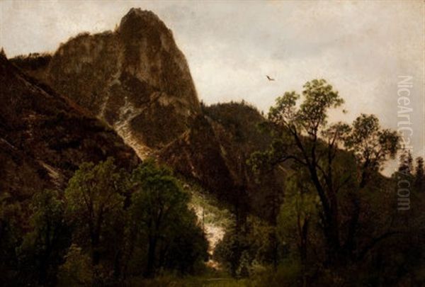 View Of Sentinel Rock, Yosemite Oil Painting by Hermann Herzog