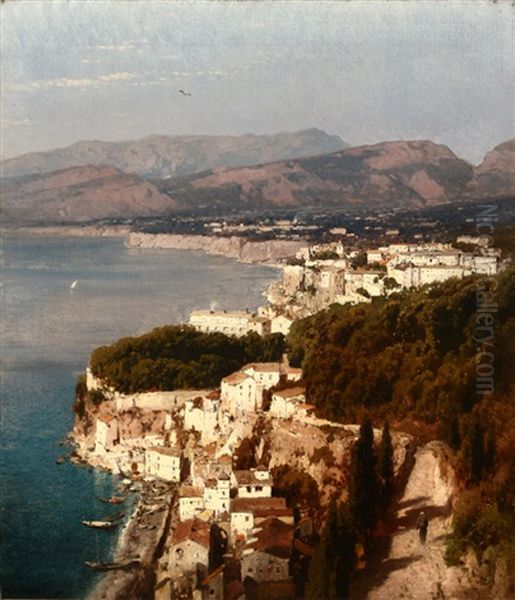 Sorrento, The Bay Of Naples, Italy Oil Painting by Hermann Herzog