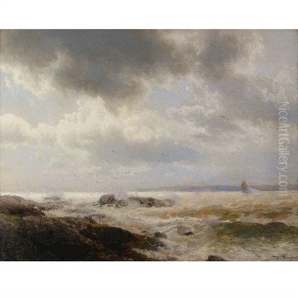 The Coast Off Vinalhaven Maine Oil Painting by Hermann Herzog