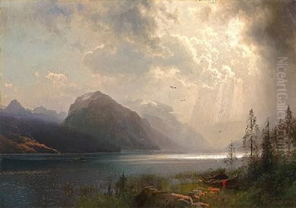 Approaching Storm Oil Painting by Hermann Herzog