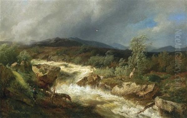 The Roaring Torrent Oil Painting by Hermann Herzog