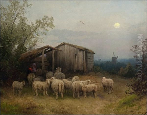 Waiting For The Shepherd Oil Painting by Hermann Herzog