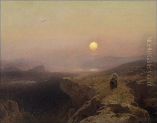 Bear In The Morning Mist Oil Painting by Hermann Herzog